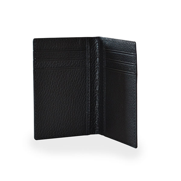 Compact black leather cardholder by PK1 Milano for corporate gifting