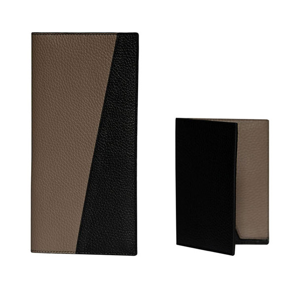 Bifold leather wallet in brown and black by PK1 Milano for corporate gifting