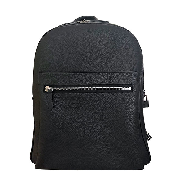 Large size - realized with pebbled soft and resistant calf leather. Black and white colour. Internal compartment to put your computer. Metal details in gun metal